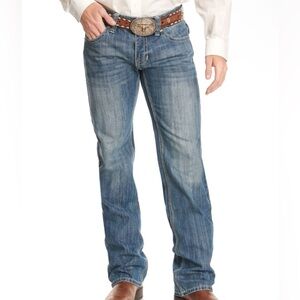 Rock & Roll Denim Embroidered Cowboy Pistol Straight Leg Mens Jeans Size 34x38